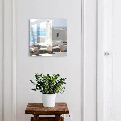 Griekse witte huizen aan zee, vredig