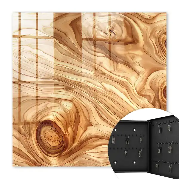 Houten wanddecoratie met golvend patroon in warme tinten