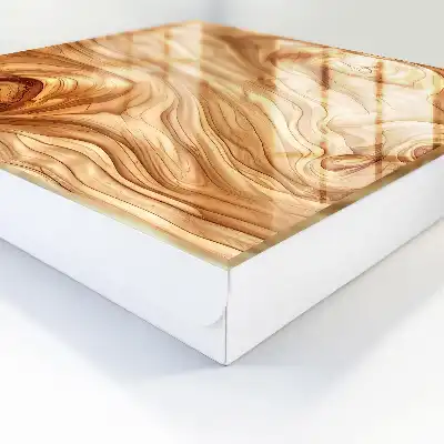 Houten wanddecoratie met golvend patroon in warme tinten