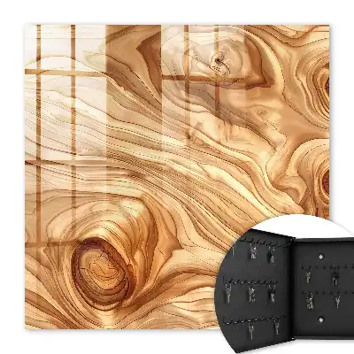 Houten wanddecoratie met golvend patroon in warme tinten