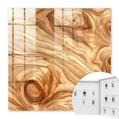 Houten wanddecoratie met golvend patroon in warme tinten