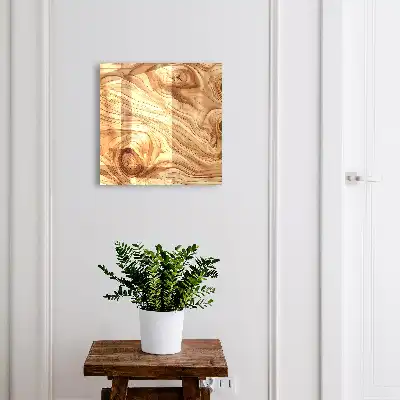 Houten wanddecoratie met golvend patroon in warme tinten