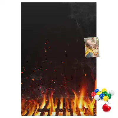 Prikbord van kurk Grillvlammen