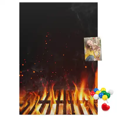 Prikbord van kurk Grillvlammen