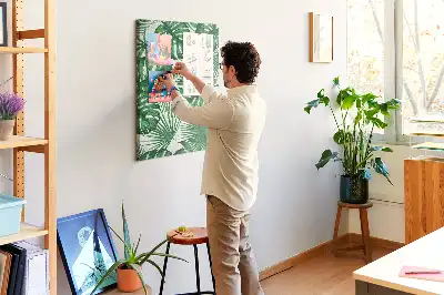 Prikbord van kurk Groene monstera bladeren