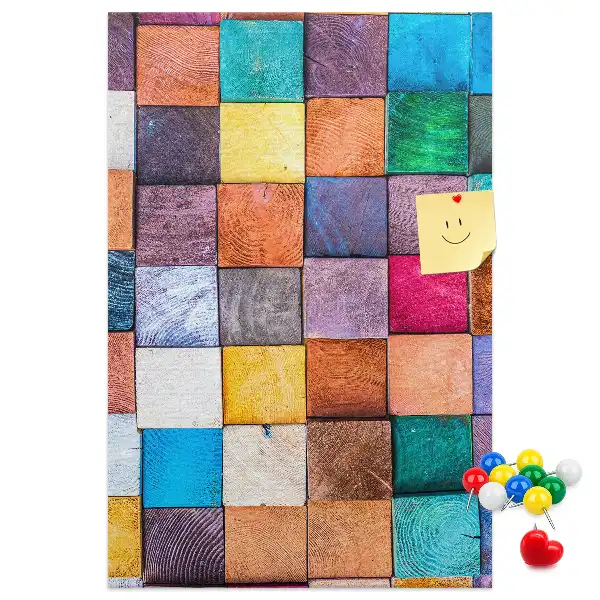 Prikbord Kleurrijke houten blokken