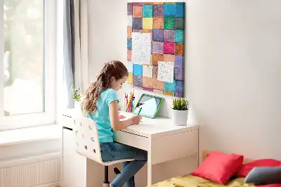 Prikbord Kleurrijke houten blokken