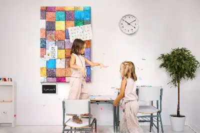 Prikbord Kleurrijke houten blokken