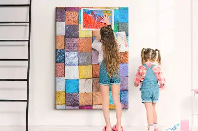 Prikbord Kleurrijke houten blokken