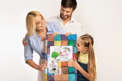 Prikbord Kleurrijke houten blokken