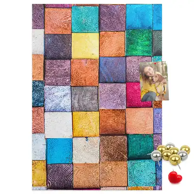 Prikbord Kleurrijke houten blokken