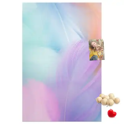 Prikbord van kurk Pastelkleurige veren