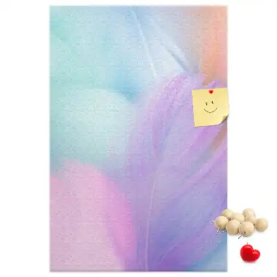 Prikbord van kurk Pastelkleurige veren