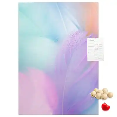Prikbord van kurk Pastelkleurige veren