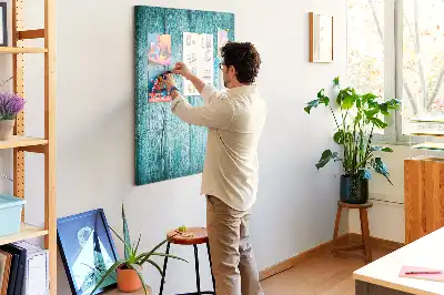 Prikbord van kurk Hout in blauw