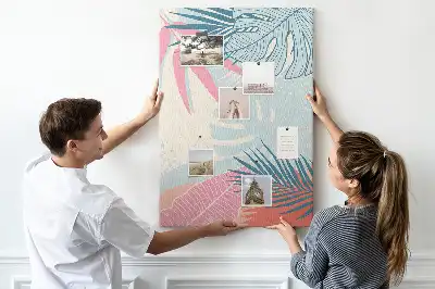 Prikbord Bladeren in pastelkleuren