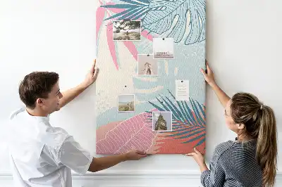 Prikbord Bladeren in pastelkleuren