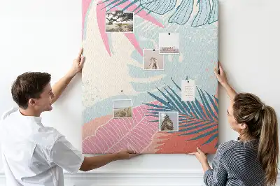 Prikbord Bladeren in pastelkleuren