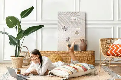 Prikbord van kurk Schaduw van een palmblad