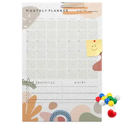 Kurken prikbord met maandplanner