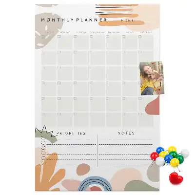 Prikbord van kurk Maandelijks schema