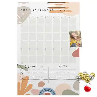 Prikbord van kurk Maandelijks schema