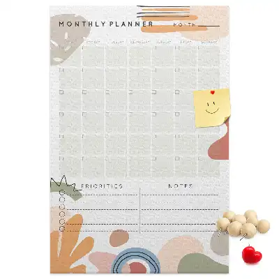 Prikbord van kurk Maandelijks schema