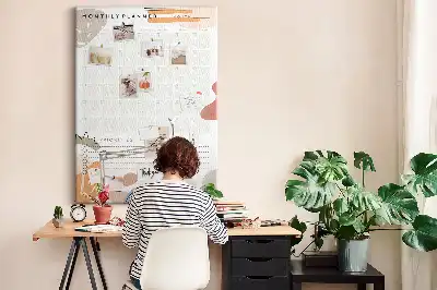 Prikbord van kurk Maandelijks schema