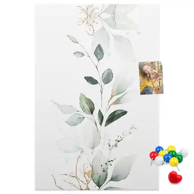 Prikbord van kurk Een plantenscheut met bladeren