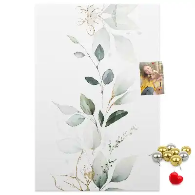 Prikbord van kurk Een plantenscheut met bladeren