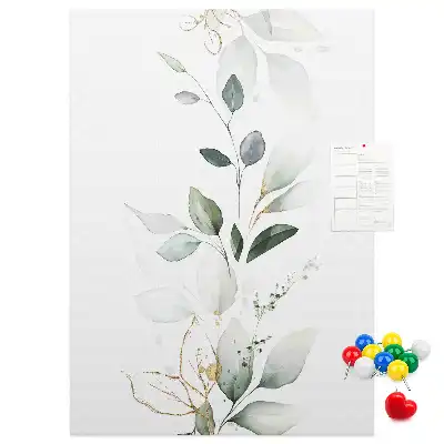 Prikbord van kurk Een plantenscheut met bladeren