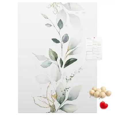 Prikbord van kurk Een plantenscheut met bladeren