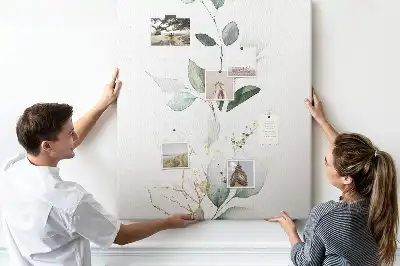 Prikbord van kurk Een plantenscheut met bladeren