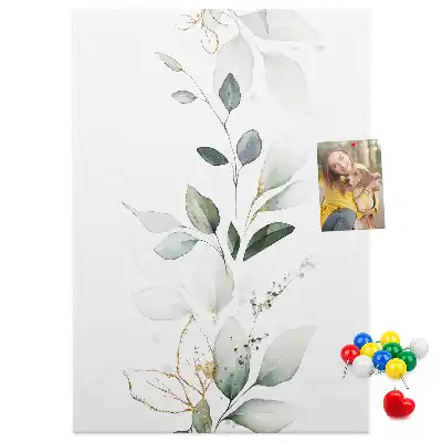 Prikbord van kurk Een plantenscheut met bladeren