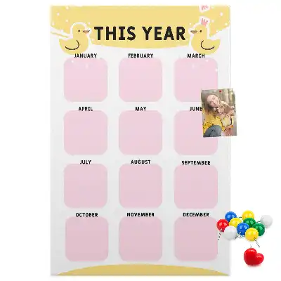 Prikbord van kurk Jaarkalender