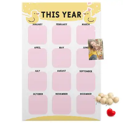 Prikbord van kurk Jaarkalender