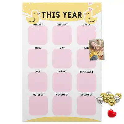 Prikbord van kurk Jaarkalender
