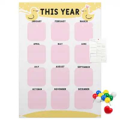 Prikbord van kurk Jaarkalender