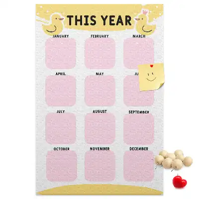 Prikbord van kurk Jaarkalender