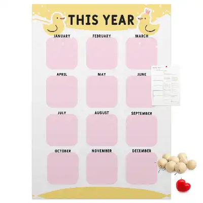 Prikbord van kurk Jaarkalender