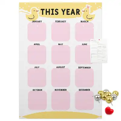 Prikbord van kurk Jaarkalender