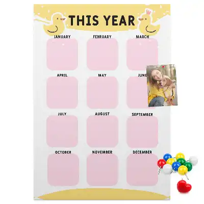 Prikbord van kurk Jaarkalender