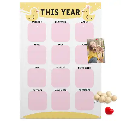 Prikbord van kurk Jaarkalender