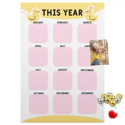 Prikbord van kurk Jaarkalender