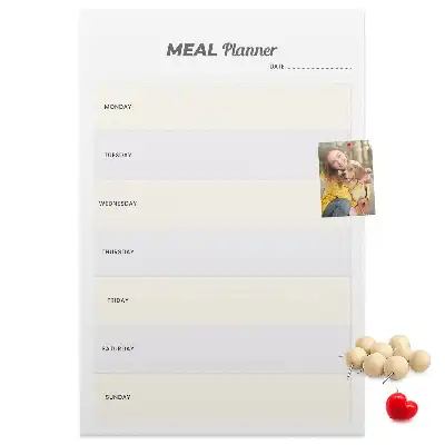 Prikbord van kurk Menuplanning