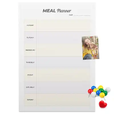 Prikbord van kurk Menuplanning