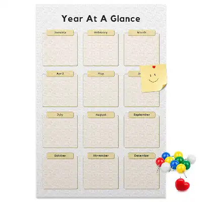 Prikbord van kurk Jaarkalender