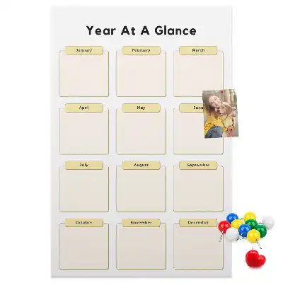 Prikbord van kurk Jaarkalender