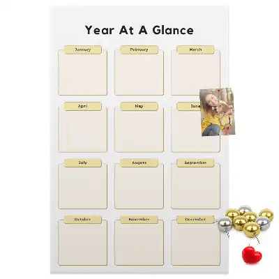 Prikbord van kurk Jaarkalender