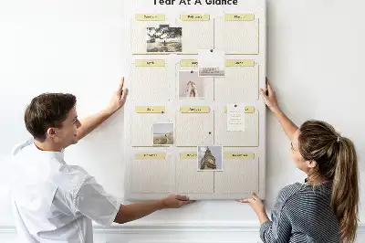 Prikbord van kurk Jaarkalender